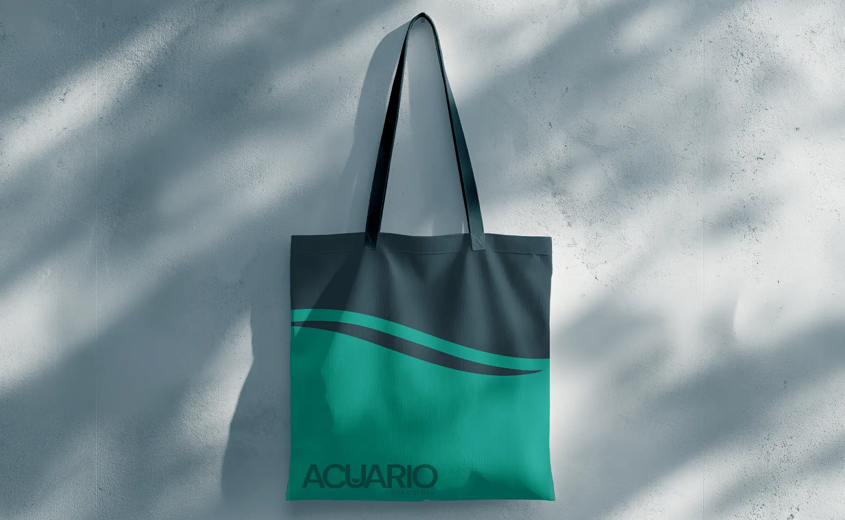 Sistema completo de identidad visual de Acuario Lavandería con logotipo y paleta de colores