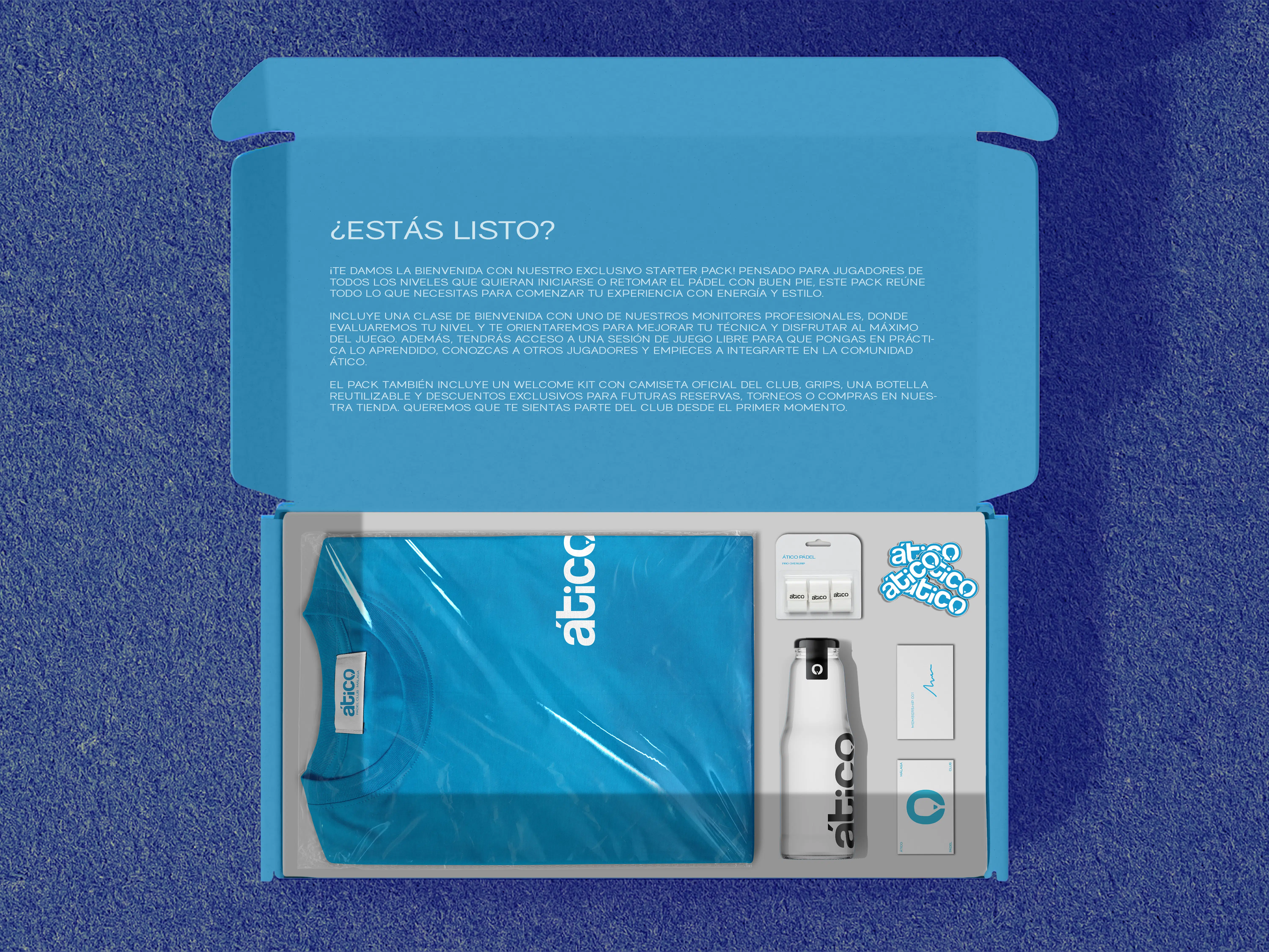 Papelería corporativa de Ático Pádel Club con identidad visual coherente