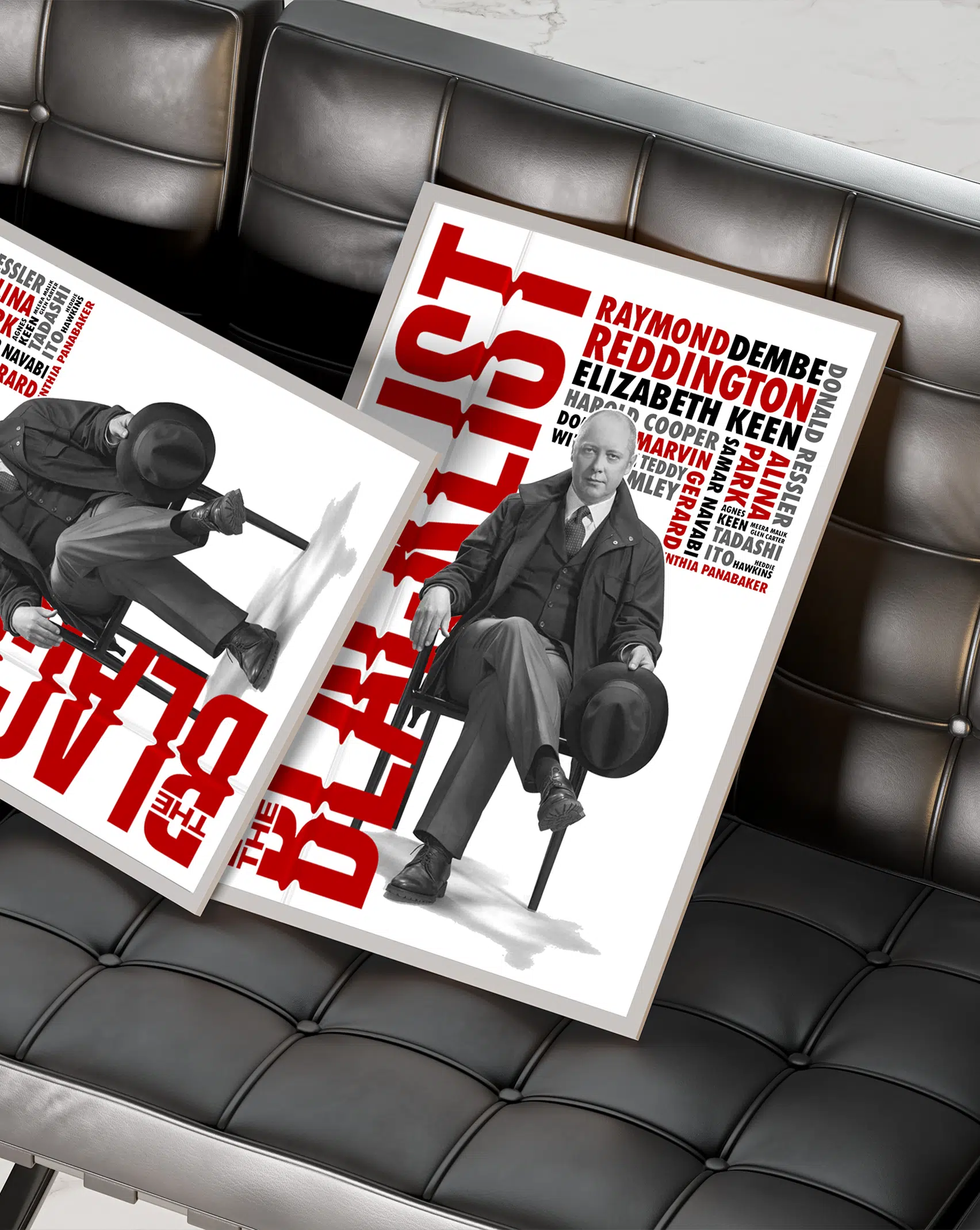 Cartel de la serie Blacklist con diseño gráfico conceptual y composición tipográfica protagonista