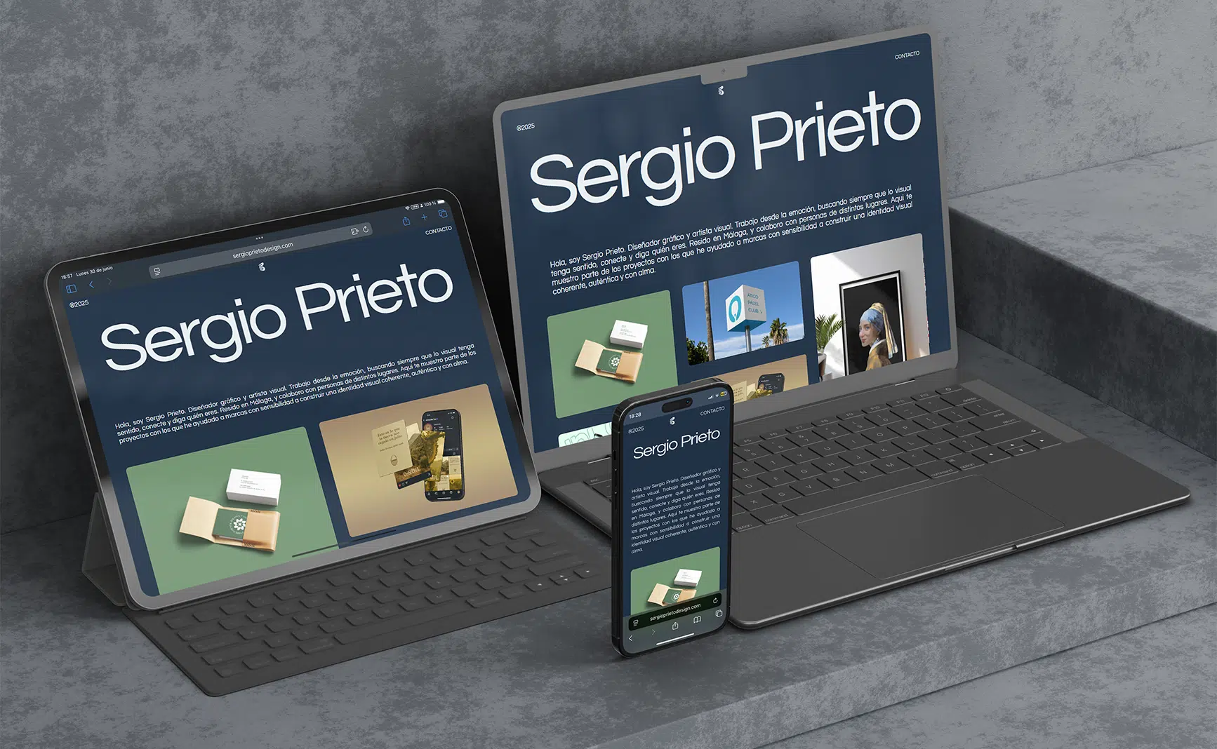 Diseño y desarrollo web de la marca personal Sergio Prieto Design con enfoque visual y profesional